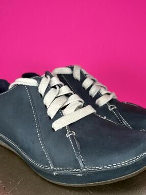 Clarks Blue Leather Square Toe Lace-Up Comfort Shoe UK 5 US 7.5